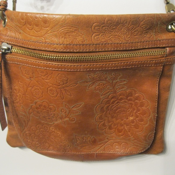 FOSSIL Vtg Floral Leather Crossbody Shoulder Bag - Picture 7 of 8